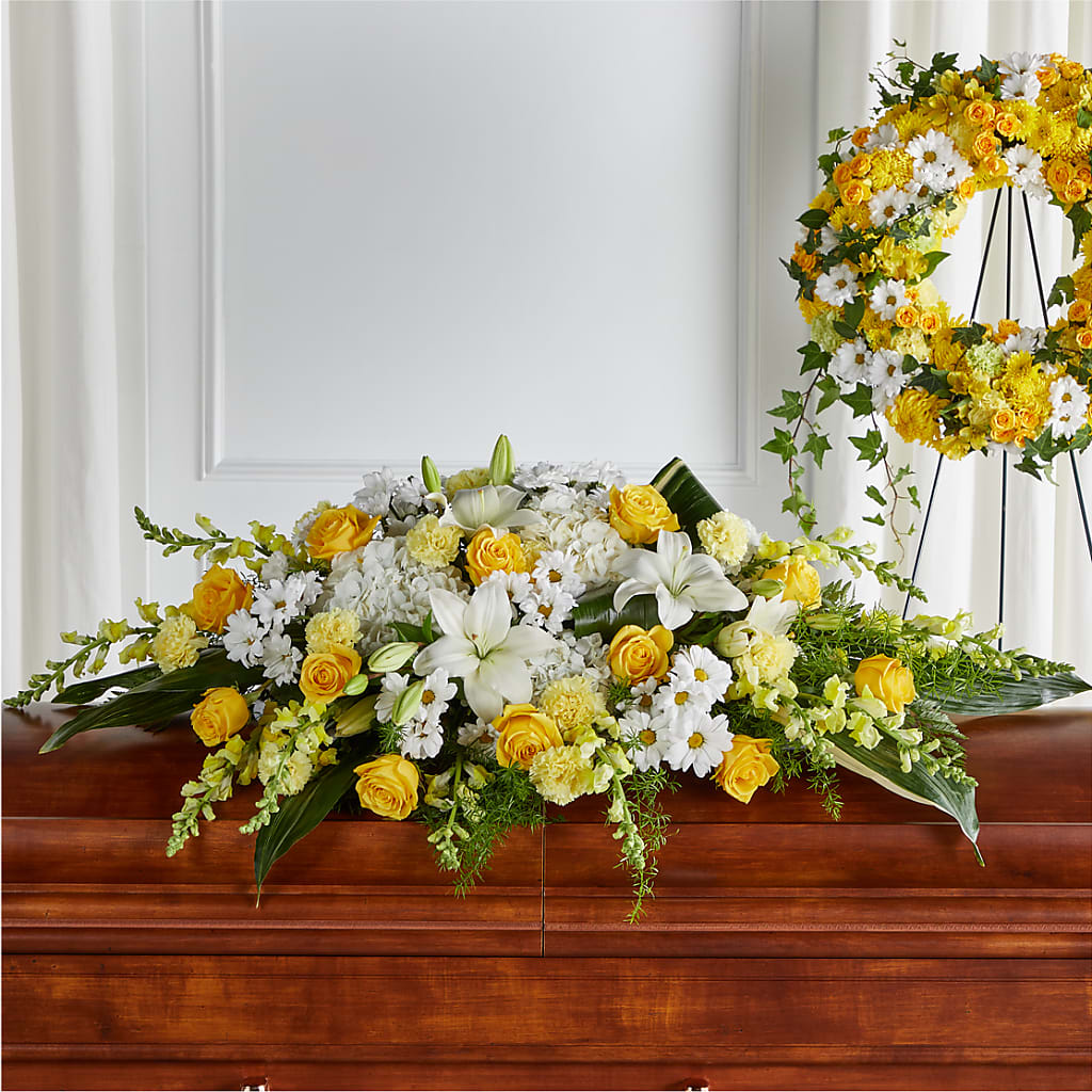 Golden Harmony Casket Spray – Flowers By Marvin, Picton ON